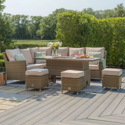 Winchester Corner Dining Set with Rising Table & Ice Bucket - Ceramic Glass Table