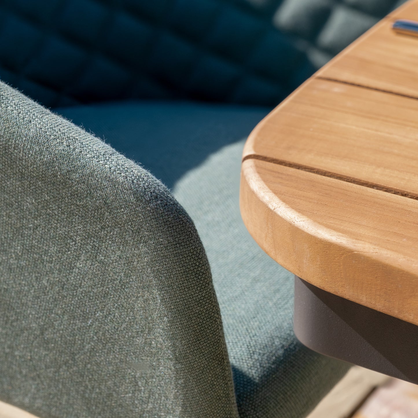 Jakarta Teak 6 Seat Oval Dining Table Set - Sage Green