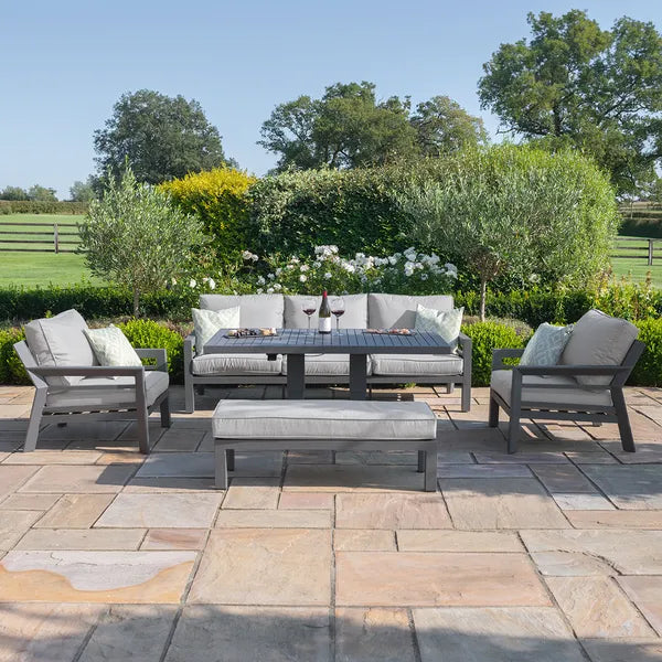 New York 3 Seat Dining Set with Rising Table - Dove Grey