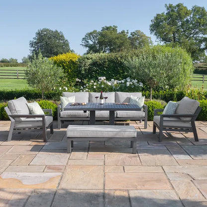 New York 3 Seat Dining Set with Rising Table - Dove Grey