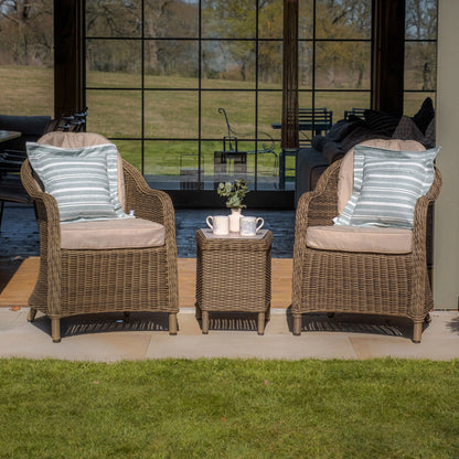Winchester 3 Piece Rattan Bistro Set - Ceramic Glass