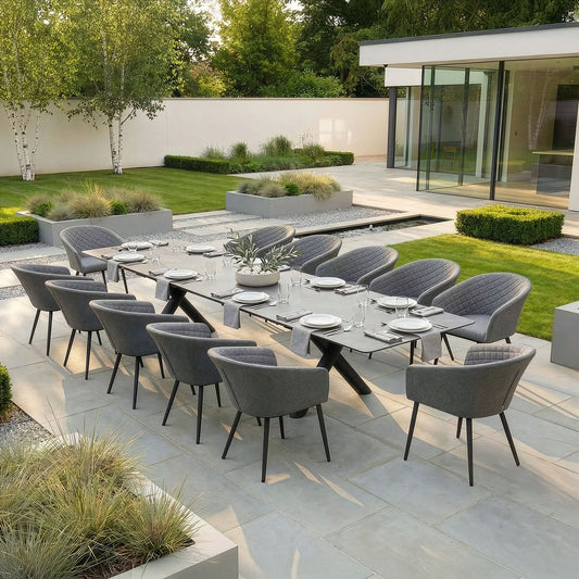 Outdoor Fabric Ambition 8-12 Seat Maxim Extending Dining Set - Zinc Grey