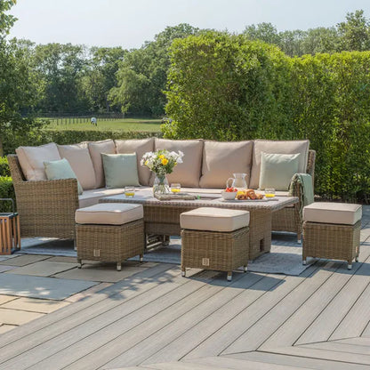 Winchester Corner Dining Set with Rising Table & Ice Bucket - Ceramic Glass Table