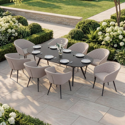 Outdoor Fabric Ambition 8 Seat Oval Dining Set - Oatmeal