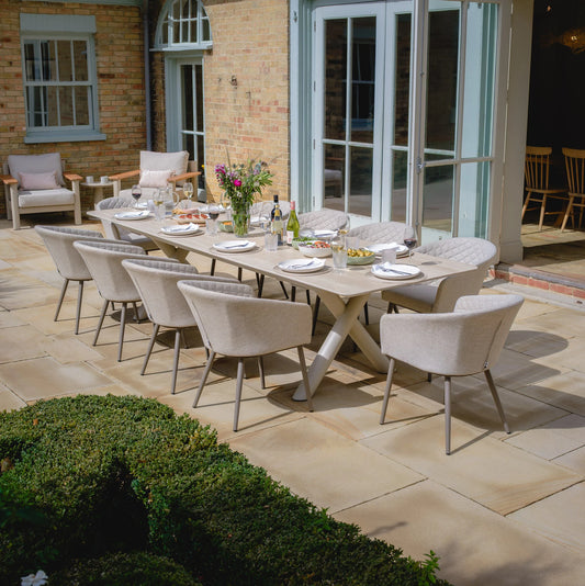 Outdoor Fabric Ambition 8-12 Seat Maxim Extending Dining Set - Latte