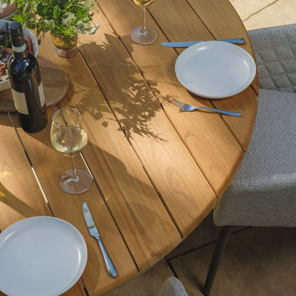 Sicily Teak 6 Seat Round Dining Table Set - Latte