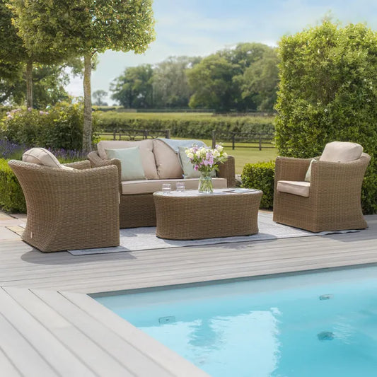 Winchester 2 Seat Rattan Sofa Set with Ceramic Glass Coffee Table