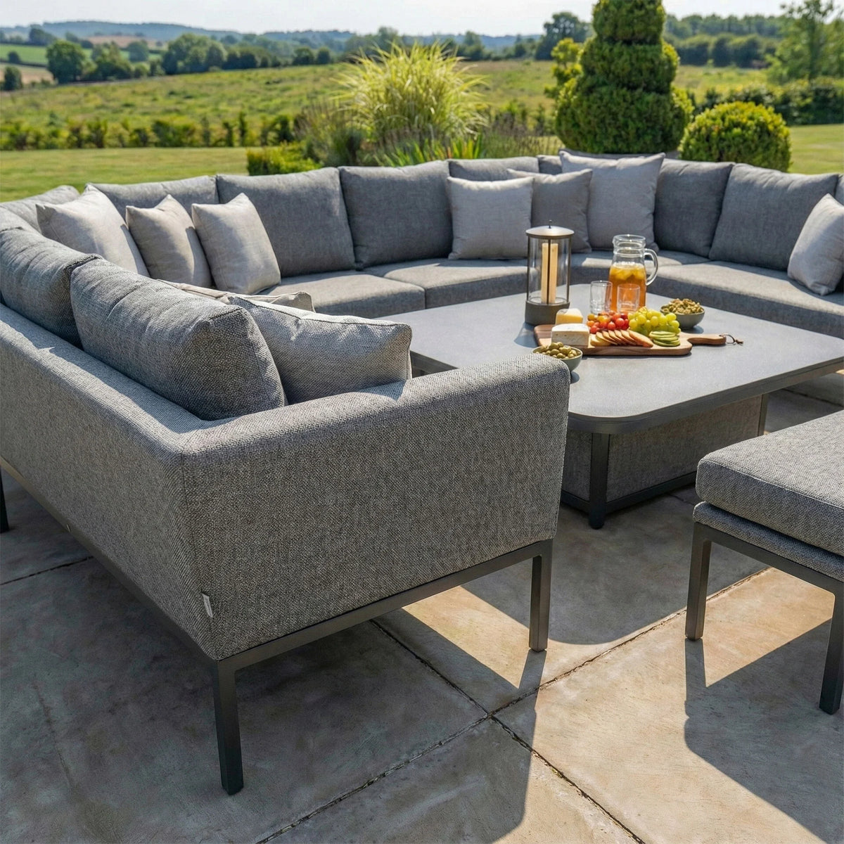 Outdoor Fabric Pulse U Shape Corner Dining Set - Zinc Grey