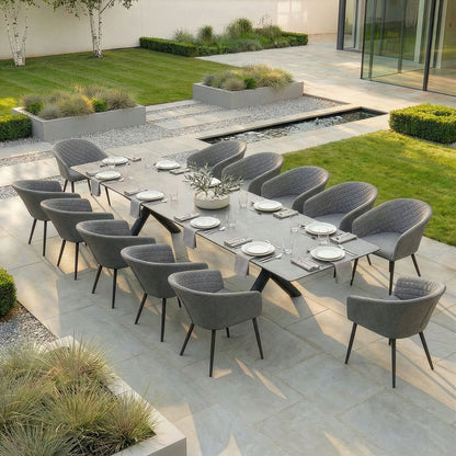 Outdoor Fabric Ambition 8-12 Seat Maxim Extending Dining Set - Zinc Grey