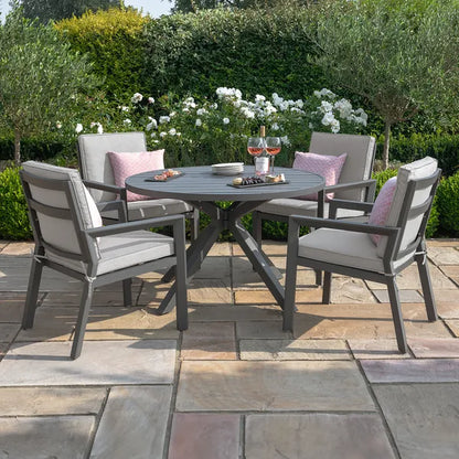 New York 4 Seat Round Aluminium Dining Set - Dove Grey