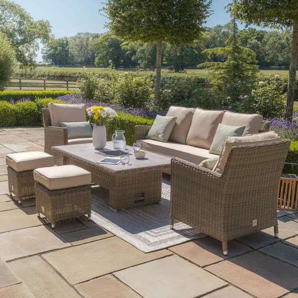 Winchester Sofa Dining Set with Rising Table & Ice Bucket - Ceramic Glass Table