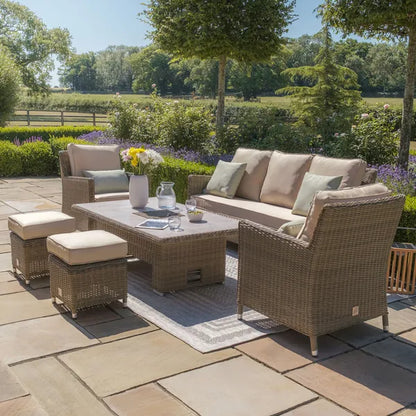 Winchester Sofa Dining Set with Rising Table & Ice Bucket - Ceramic Glass Table