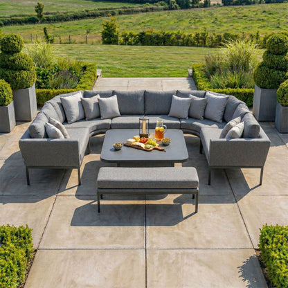 Outdoor Fabric Pulse U Shape Corner Dining Set - Zinc Grey