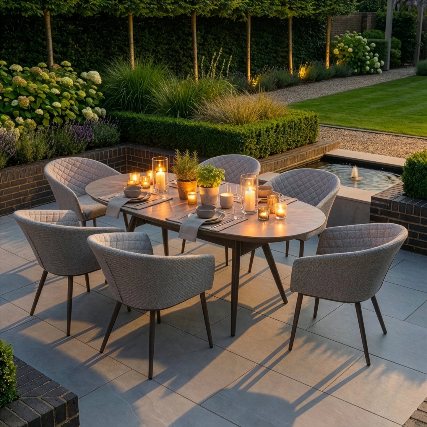 Outdoor Fabric Ambition 6 Seat Oval Dining Set - Latte