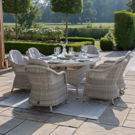 Oxford 6 Seat Oval Dining Set with Heritage Chairs & Lazy Susan