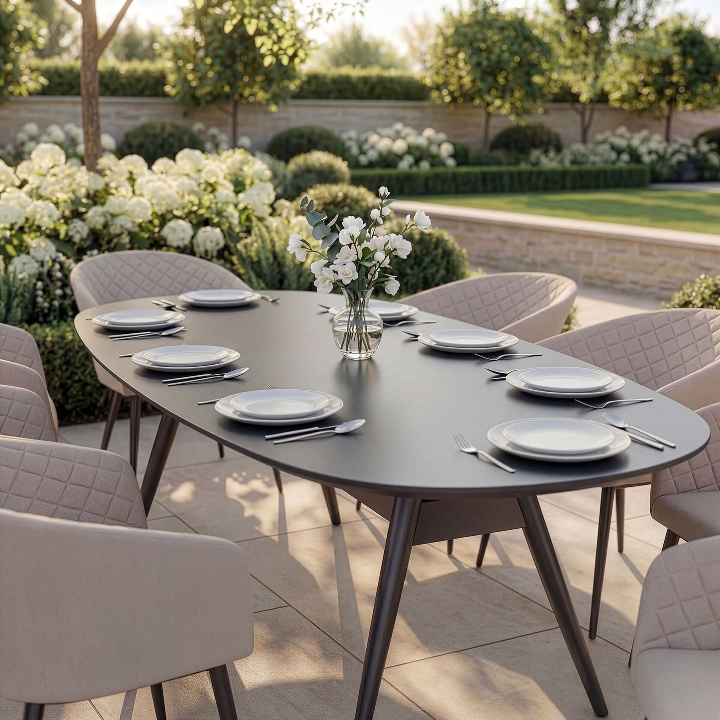 Outdoor Fabric Ambition 8 Seat Oval Dining Set - Oatmeal