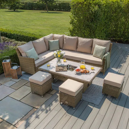 Winchester Corner Dining Set with Rising Table & Ice Bucket - Ceramic Glass Table