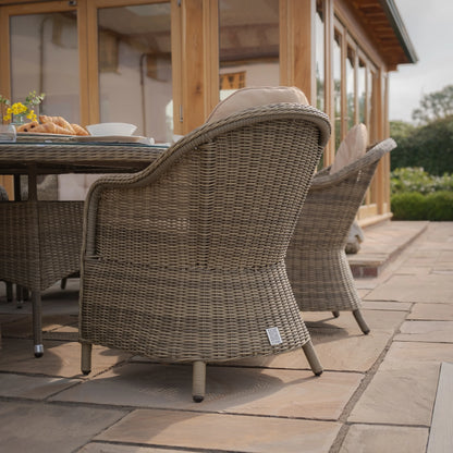 Winchester 8 Seat Round Rattan Dining Set with Heritage Chairs & Lazy Susan