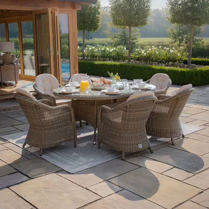 Winchester 6 Seat Oval Dining Set with Heritage Chairs and Lazy Susan