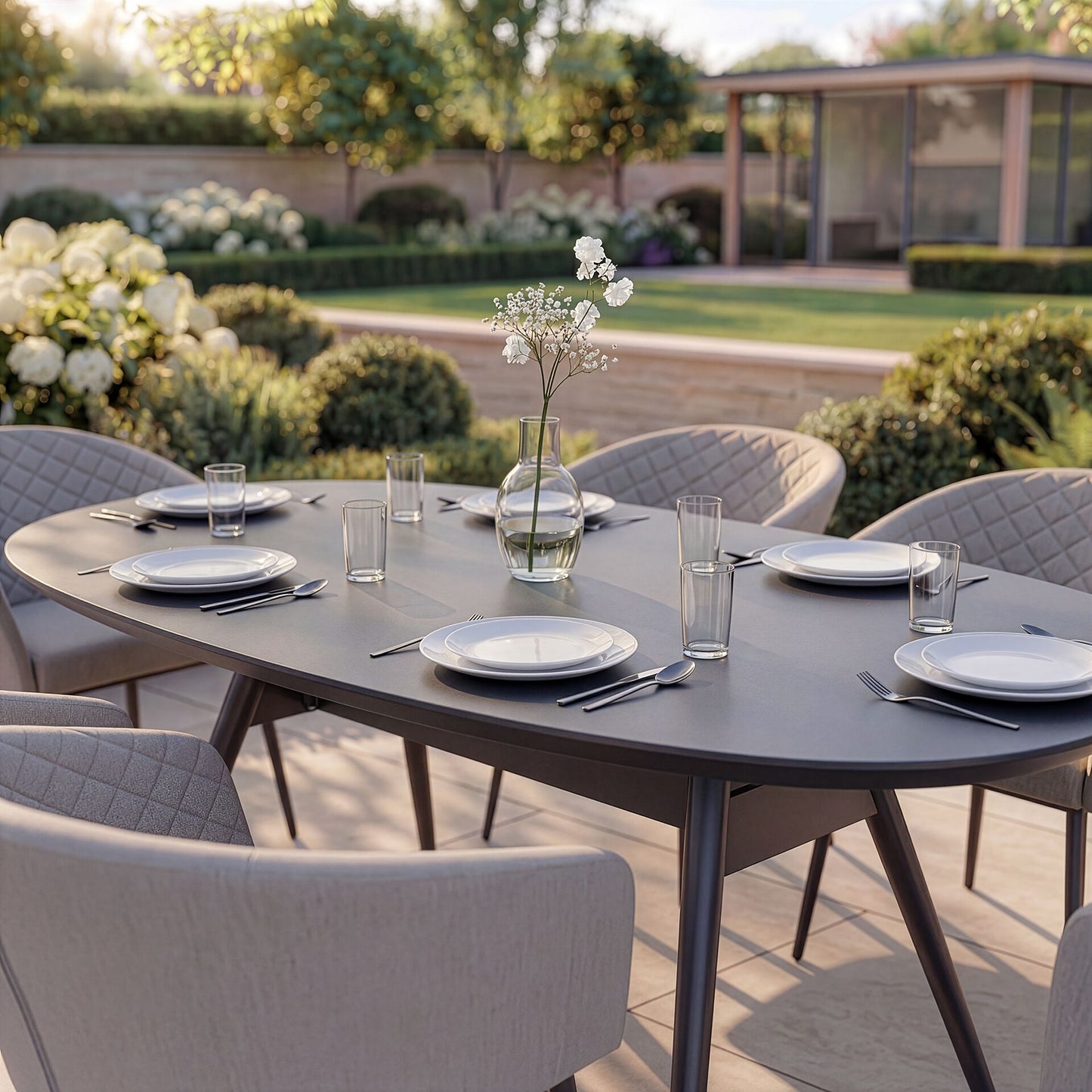 Outdoor Fabric Ambition 6 Seat Oval Dining Set - Oatmeal