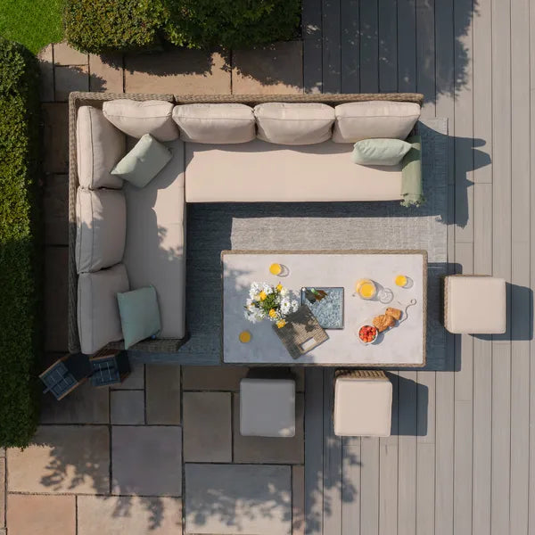 Winchester Corner Dining Set with Rising Table & Ice Bucket - Ceramic Glass Table