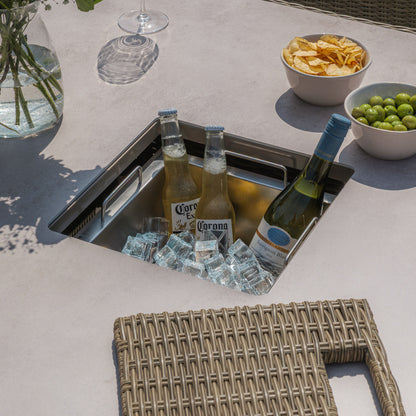 Winchester Rattan Royal Corner Dining Set With Ice Bucket And Rising Table