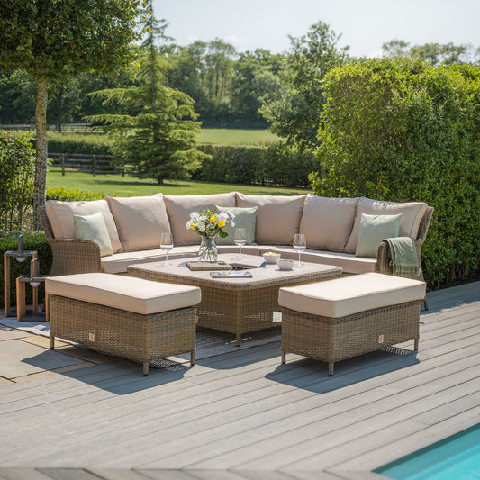Winchester Rattan Royal Corner Dining Set With Ice Bucket And Rising Table