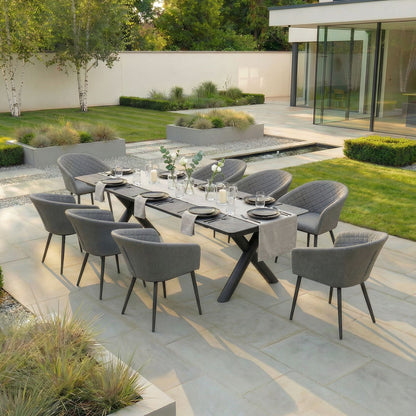 Outdoor Fabric Ambition 8-12 Seat Maxim Extending Dining Set - Zinc Grey