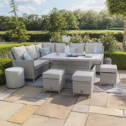 Oxford Corner Dining Set with Ice Bucket & Rising Table - Ceramic Glass