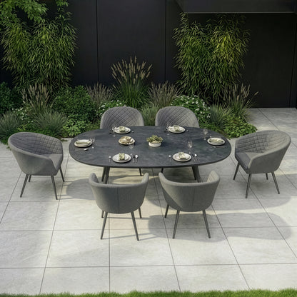 Outdoor Fabric Ambition 6 Seat Oval Dining Set - Zinc Grey