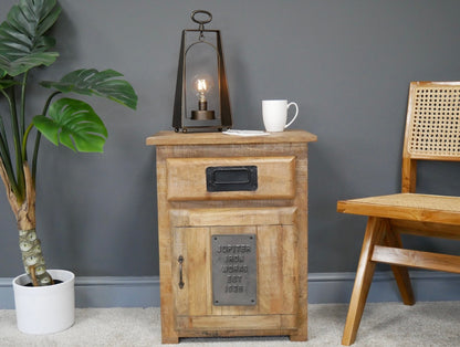 Industrial Mango Wood Bedside Cabinet