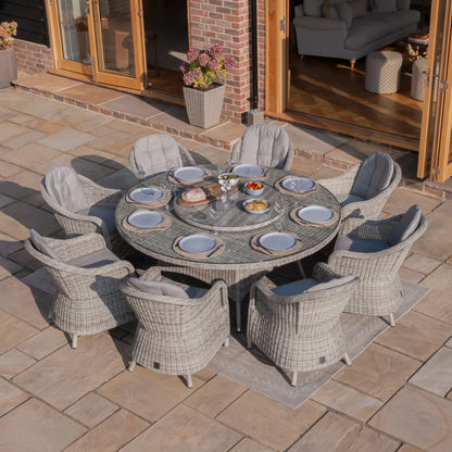 Oxford 8 Seat Round Dining Set with Heritage Chairs & Lazy Susan
