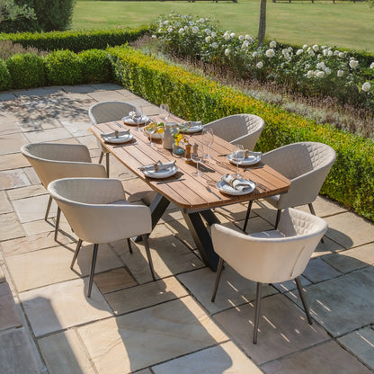 Jakarta Teak 6 Seat Oval Dining Table Set - Oatmeal