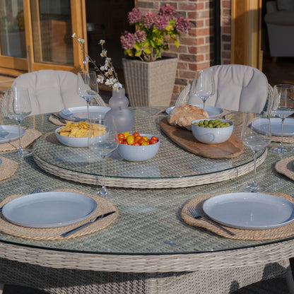 Oxford 8 Seat Round Dining Set with Heritage Chairs & Lazy Susan