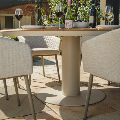 Sicily Teak 6 Seat Round Dining Table Set - Latte