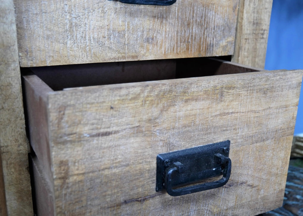Industrial Mango Wood 4 Drawer Cabinet