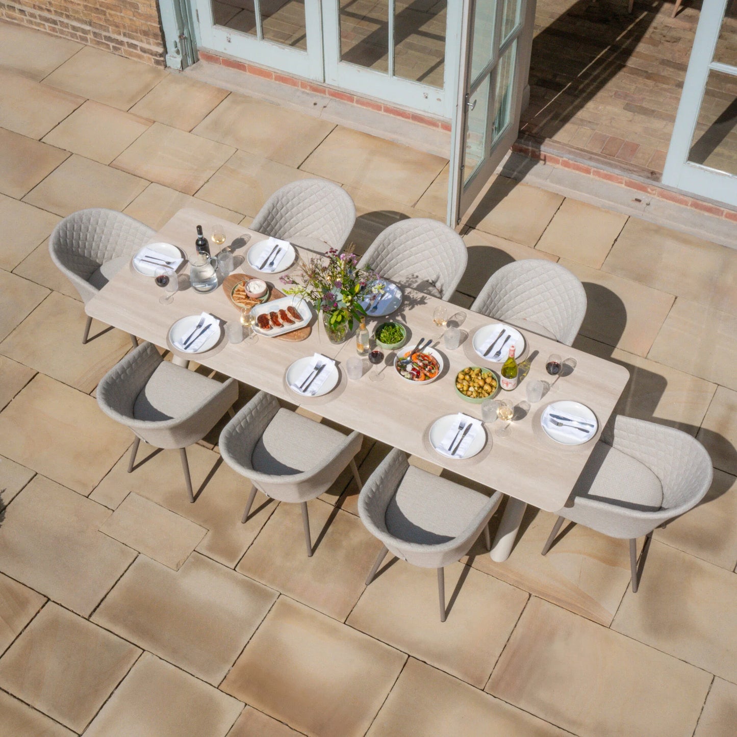 Outdoor Fabric Ambition 8-12 Seat Maxim Extending Dining Set - Latte