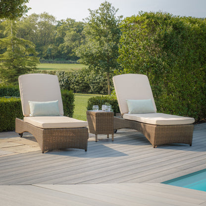Winchester Rattan Sun Lounger Set - Ceramic Glass