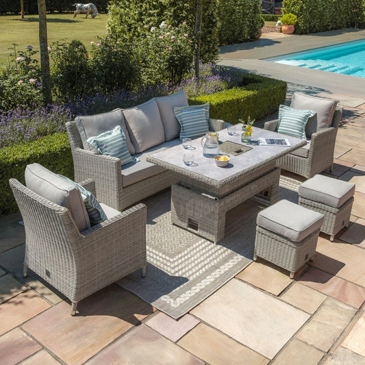 Oxford Sofa Dining Set with Ice Bucket and Rising Table - Ceramic Glass