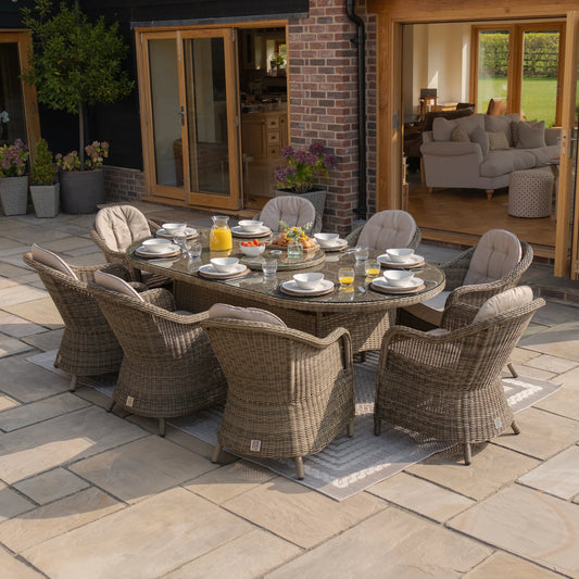 Winchester 8 Seat Oval Dining Set with Heritage Chairs and Lazy Susan
