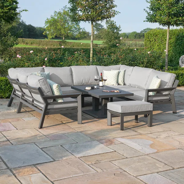 New York U-Shaped Aluminium Dining Set  - Dove Grey