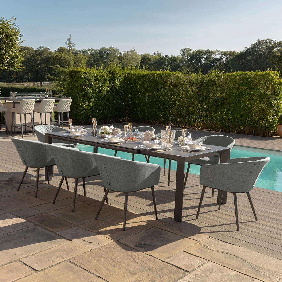 Outdoor Fabric Ambition 6-10 Seat Extending Dining Set - Zinc Grey