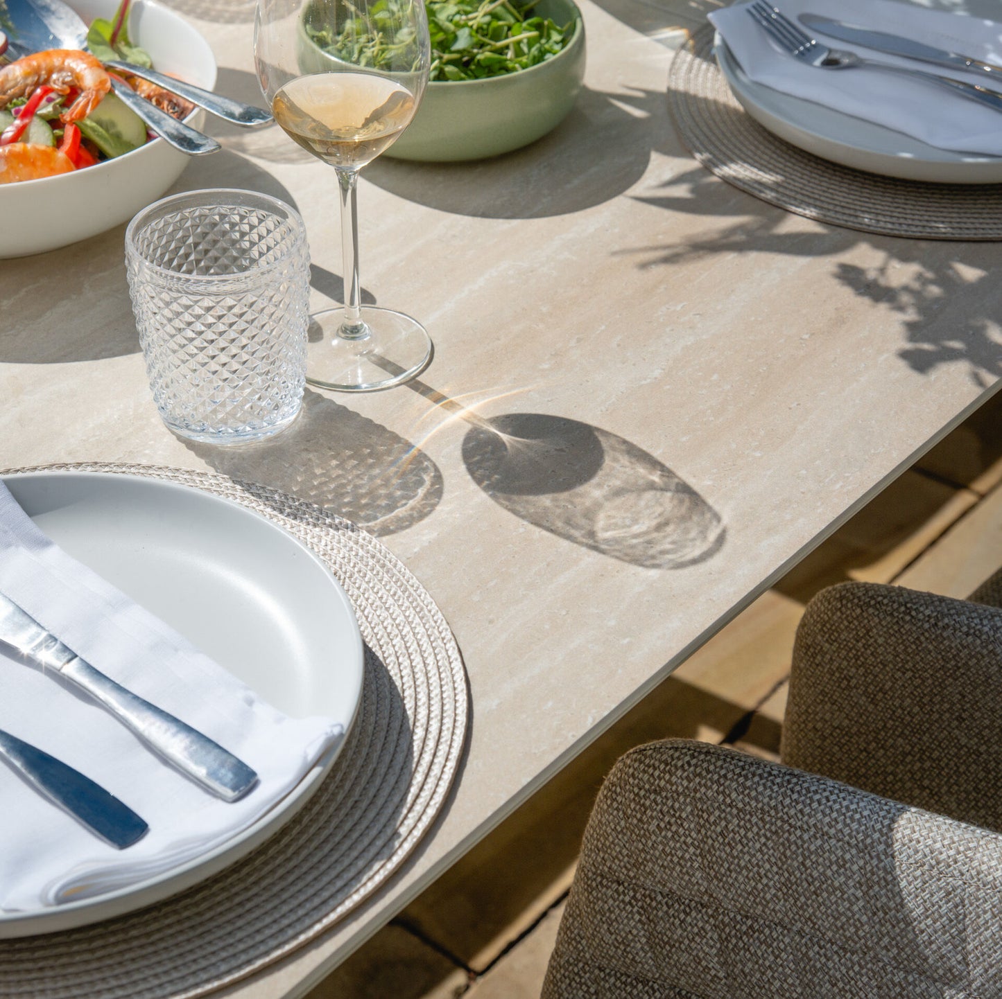 Outdoor Fabric Ambition 8-12 Seat Maxim Extending Dining Set - Latte