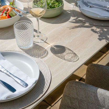 Outdoor Fabric Ambition 8-12 Seat Maxim Extending Dining Set - Latte
