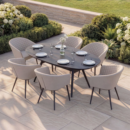 Outdoor Fabric Ambition 6 Seat Oval Dining Set - Oatmeal