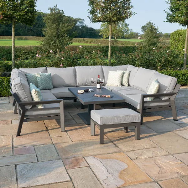 New York U-Shaped Aluminium Dining Set  - Dove Grey