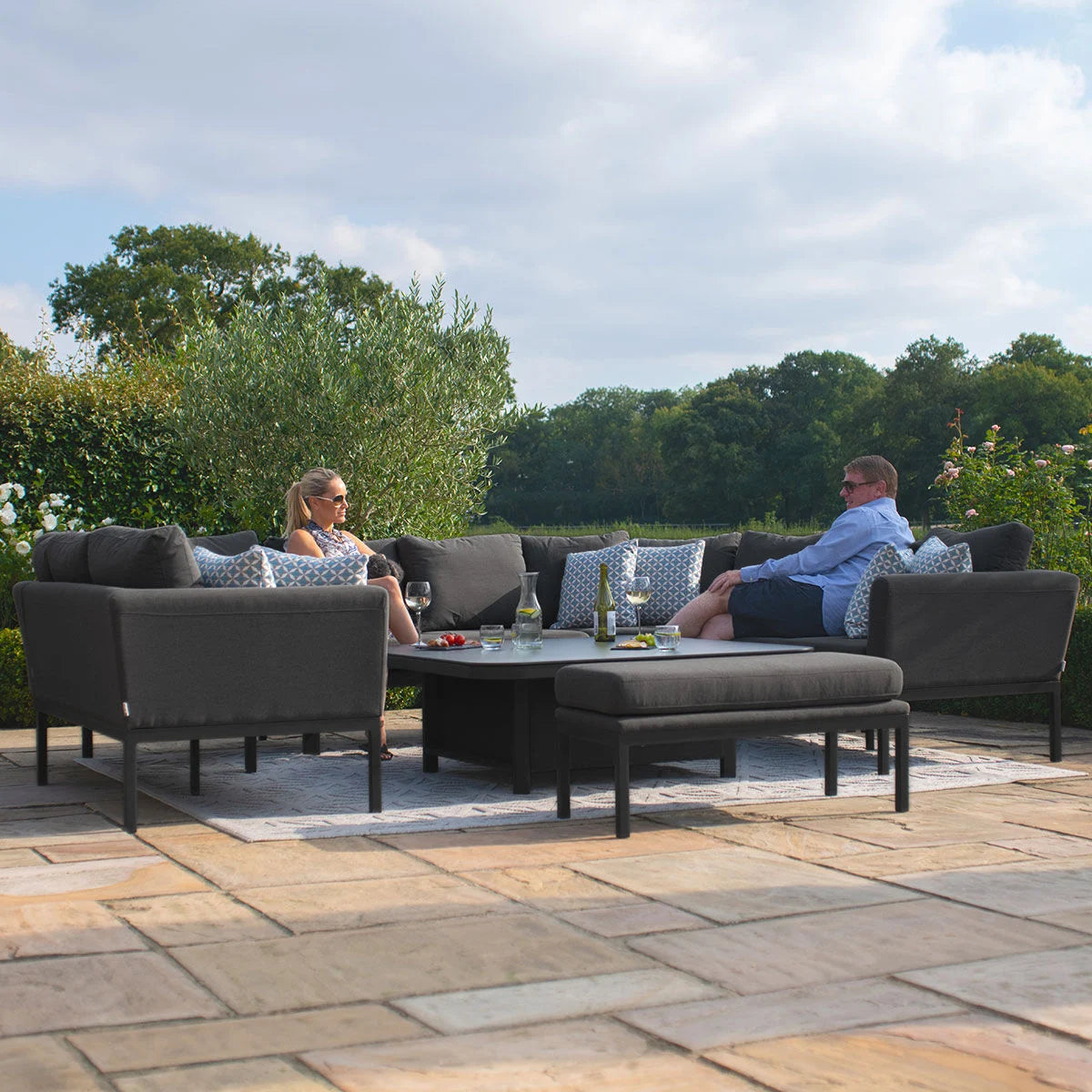 Outdoor Fabric Pulse U Shape Corner Dining Set - Charcoal