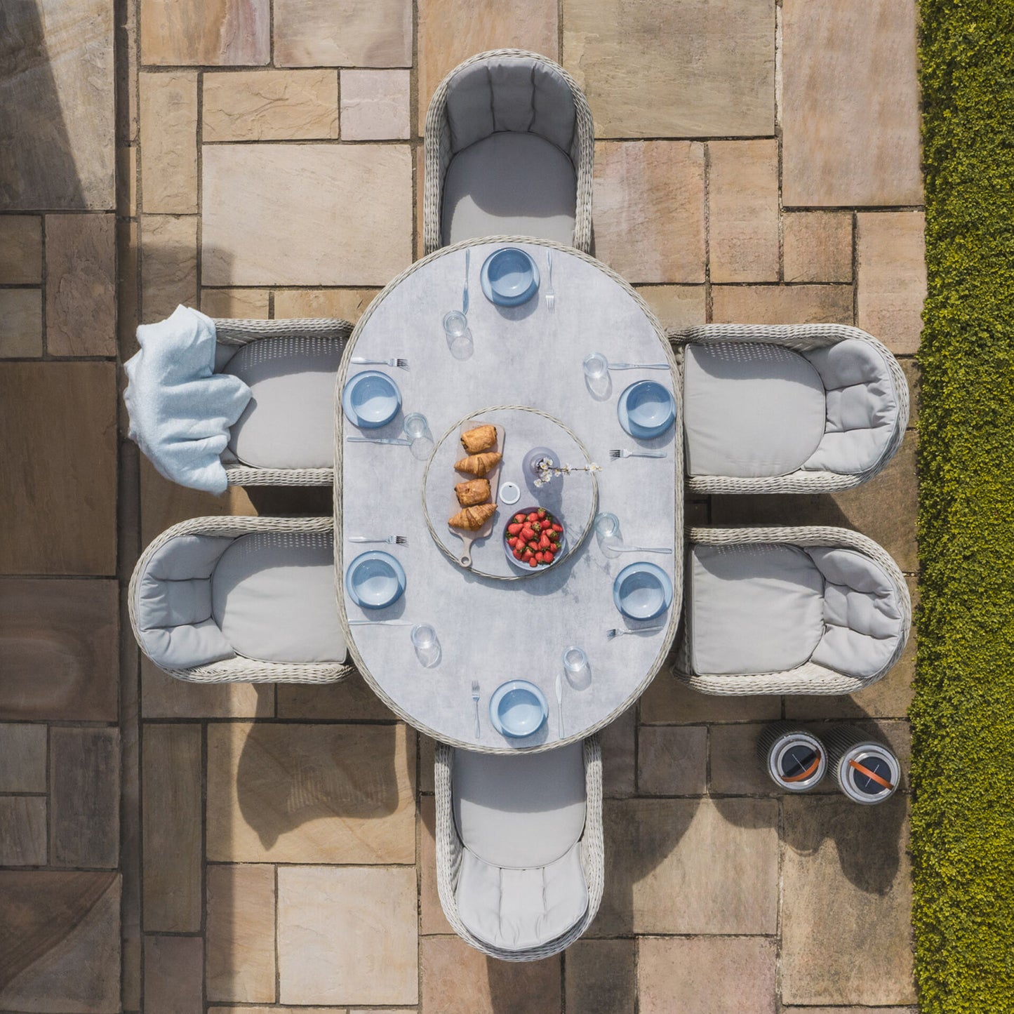 Oxford 6 Seat Oval Dining Set With Heritage Chairs And Lazy Susan - Ceramic Top