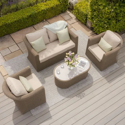 Winchester 2 Seat Rattan Sofa Set with Ceramic Glass Coffee Table