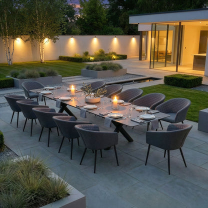 Outdoor Fabric Ambition 8-12 Seat Maxim Extending Dining Set - Zinc Grey